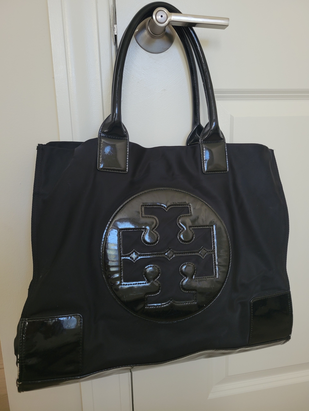 Tory Burch Large Ella Nylon Tote Bag- Black
